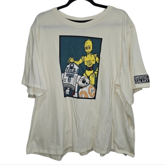 Star Wars 3X Women's T-Shirt Cream Off White Tee Short Sleeve R2D2 BB8 C3P0 Top - Picture 1 of 11